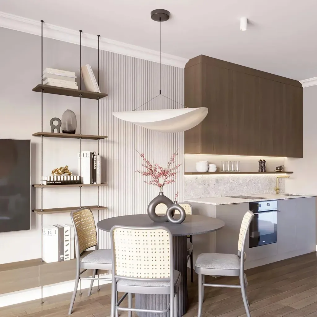 Japandi Pendant Light with Silk Shade - Image 13